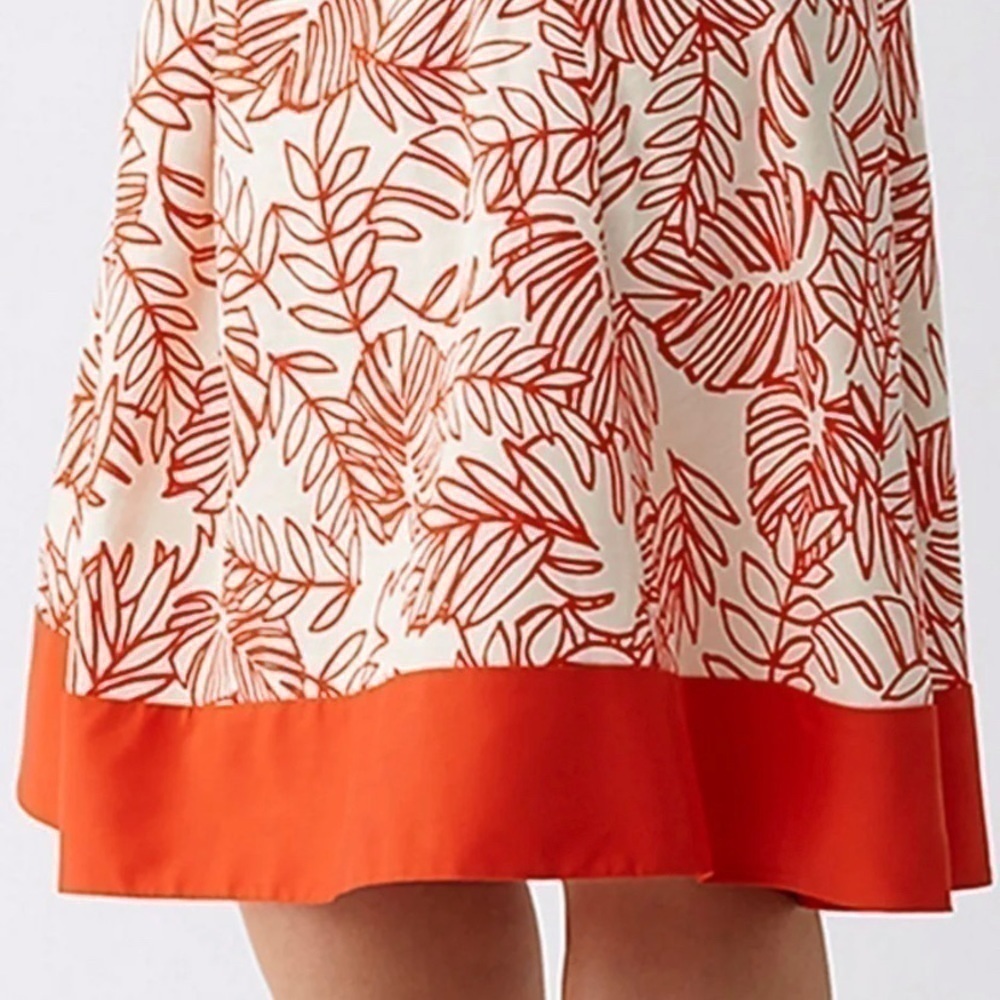 PLUS size Lane Bryant Red & White Pleated Flare Floral Skirt Linen - Picture 6 of 16